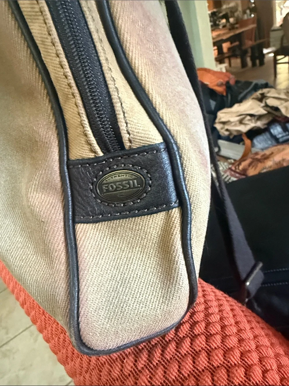 Fossil Estate Canvas Document Bag / Briefcase- vintage- pre-owned